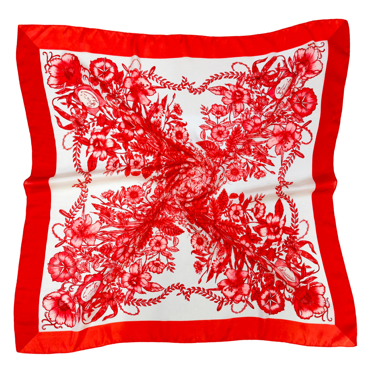 Cross Flower Print Square Scarf