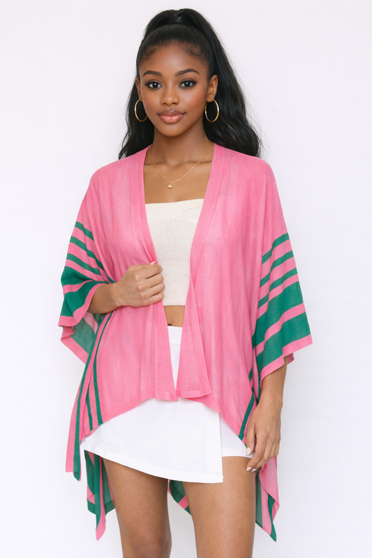 Two Tone Border Ruana