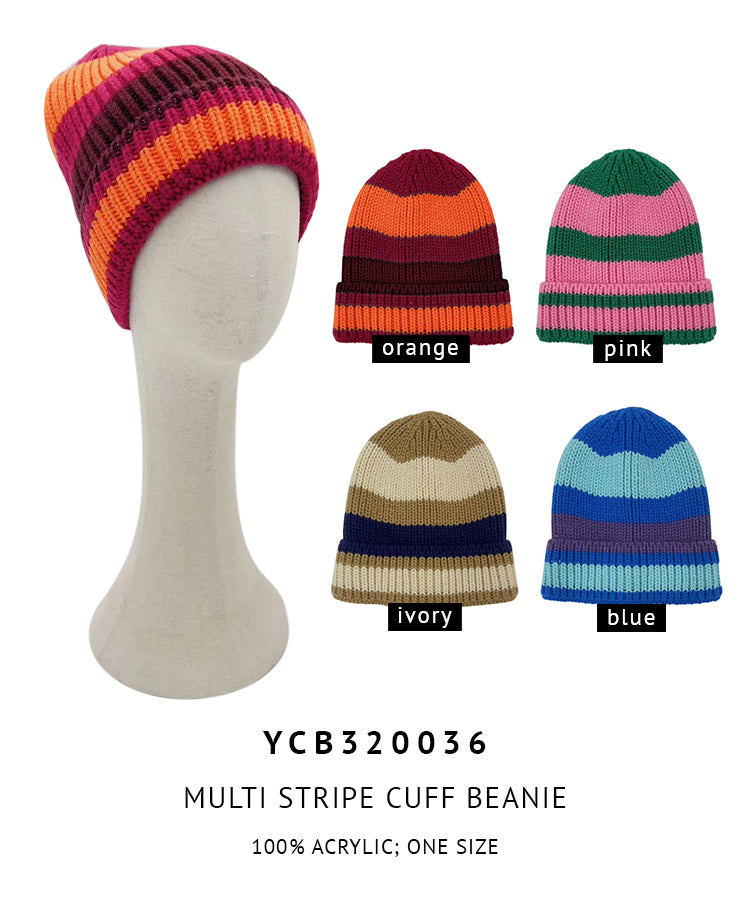 Multi Stripe Cuff Beanie