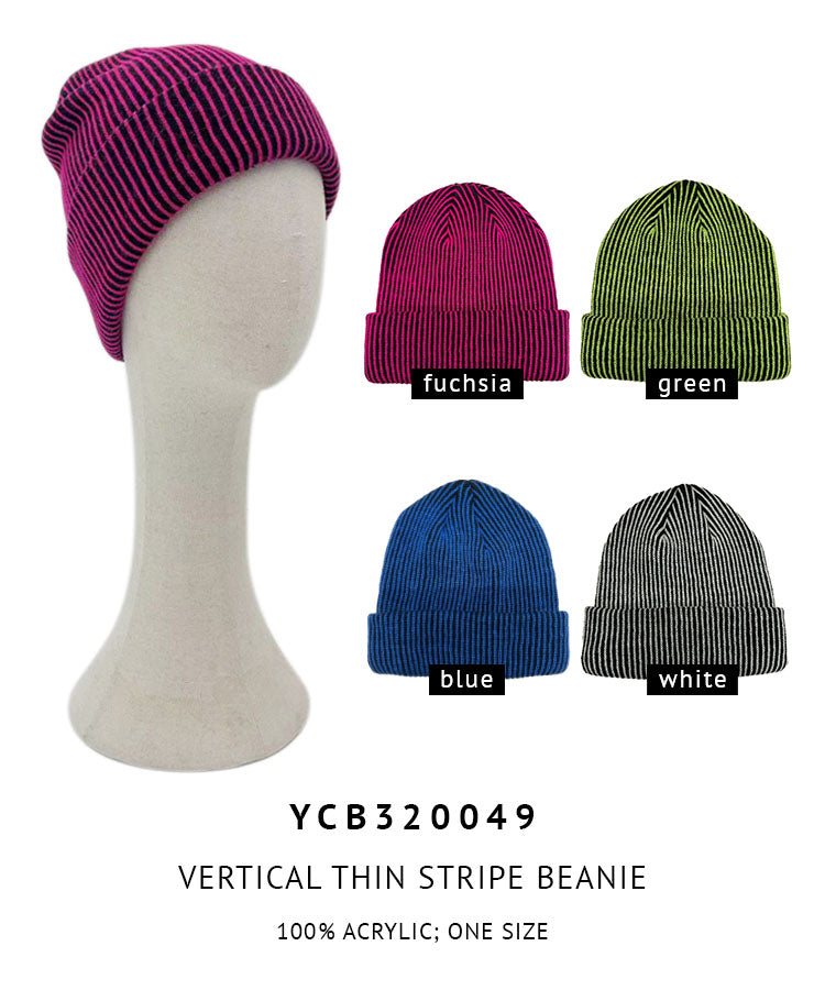 Vertical Thin Stripe Beanie