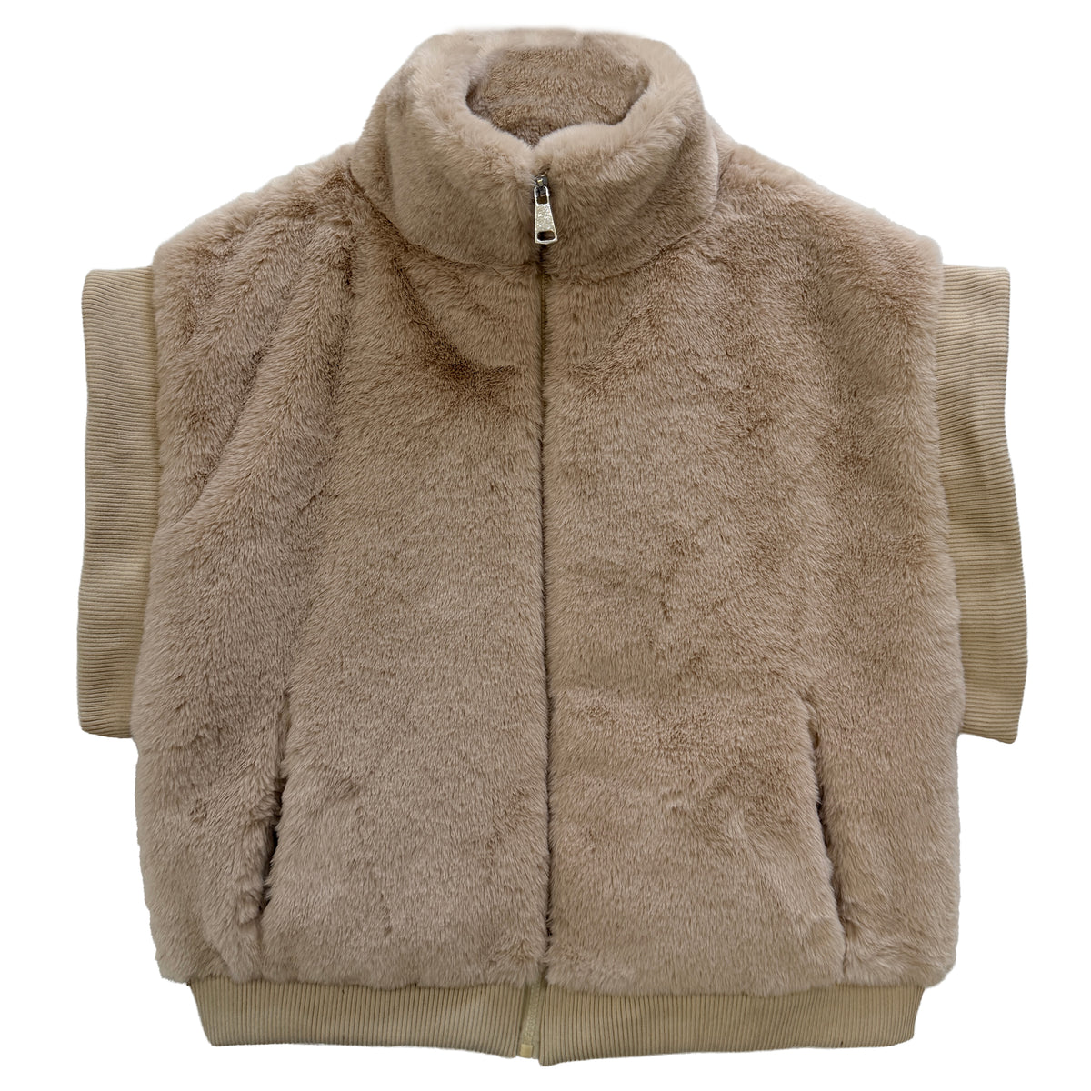 Faux Fur Rib Sleeve Vest