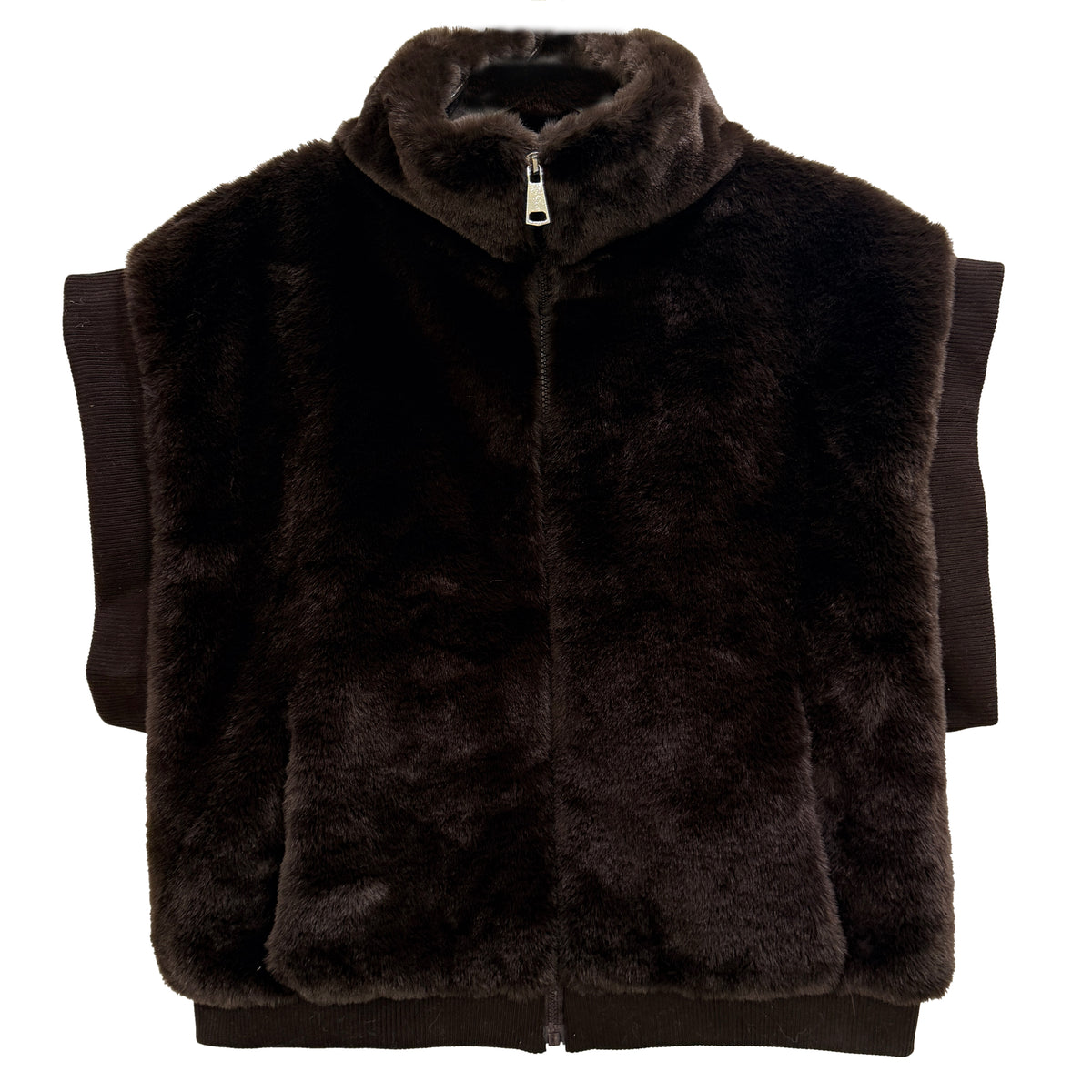 Faux Fur Rib Sleeve Vest