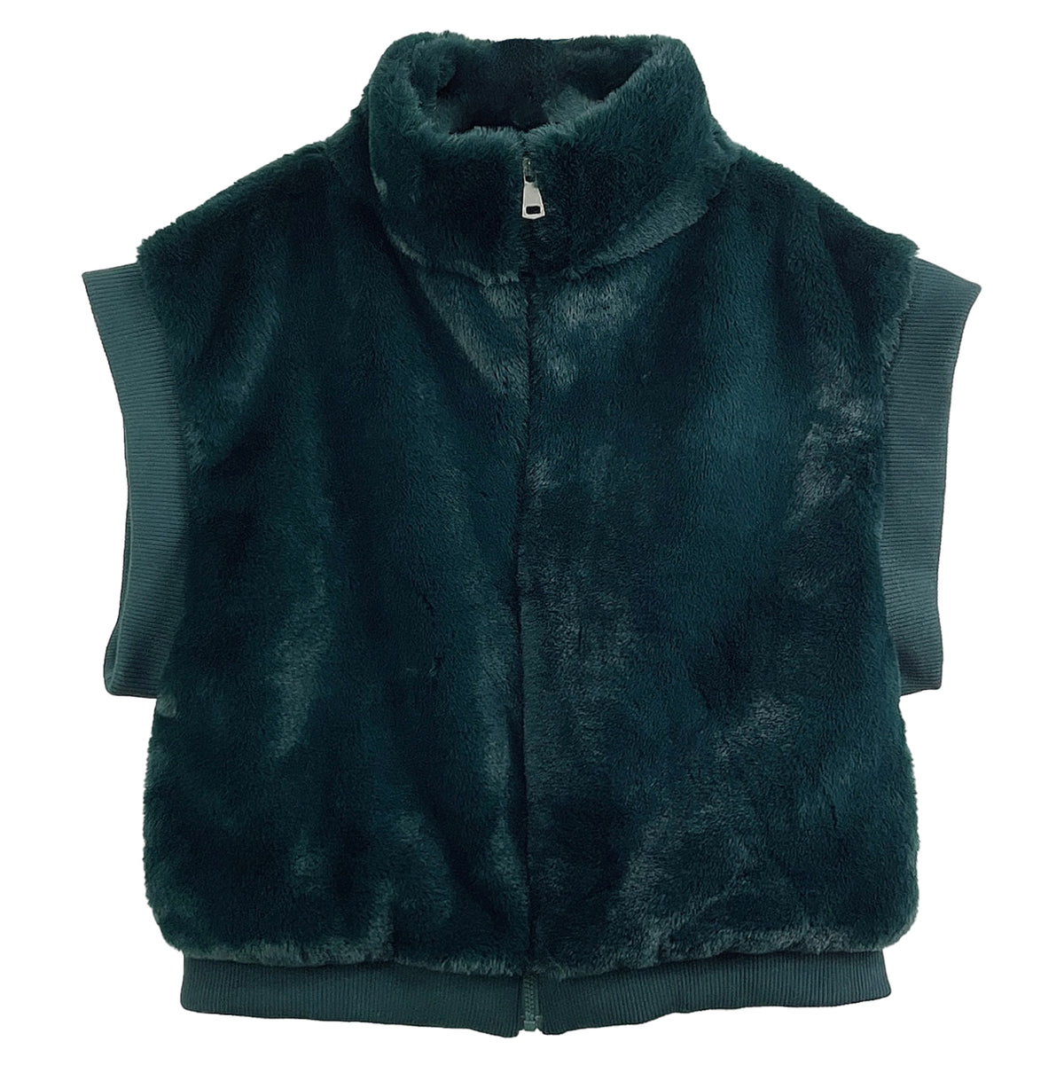 Faux Fur Rib Sleeve Vest