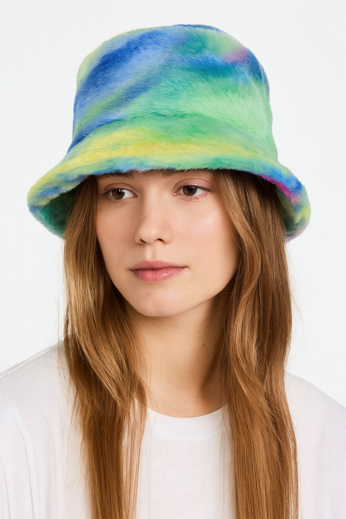 Tie Dye Faux Fur Bucket Hat