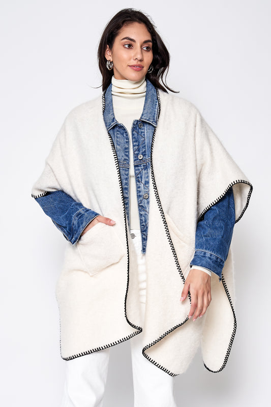 Open Front Blanket Stitch Kimono