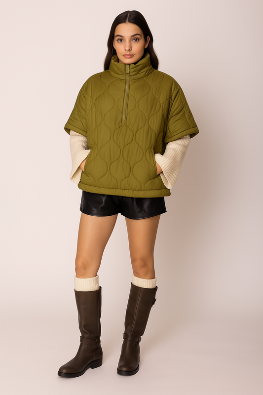 Quilted Puffer Poncho