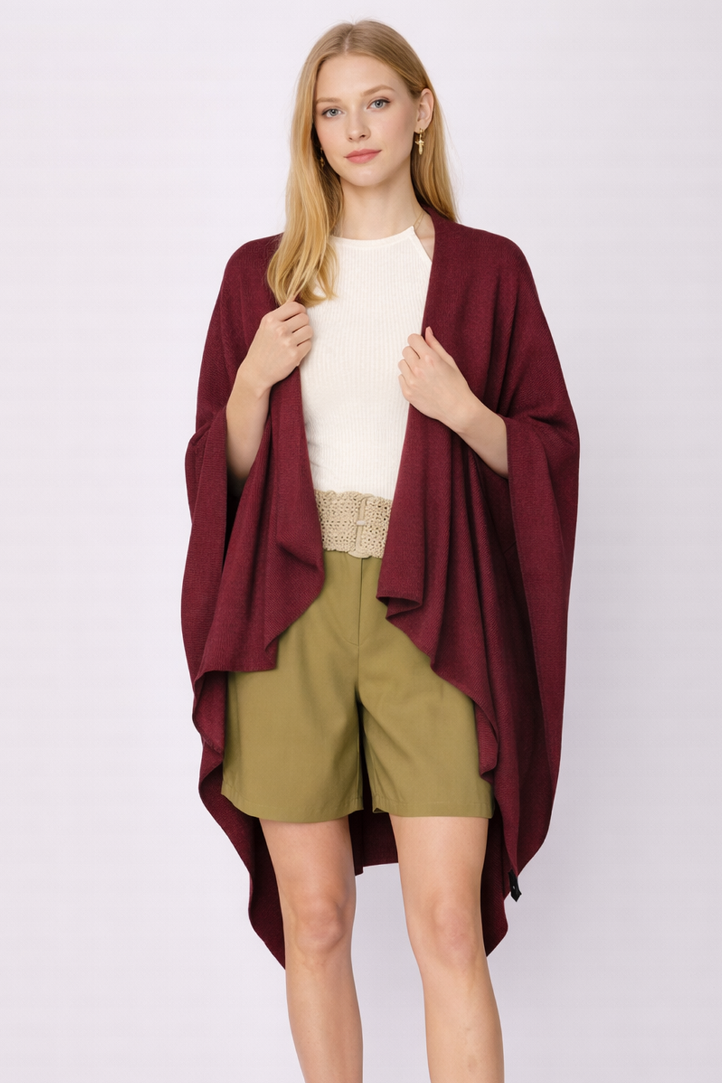 Solid Ruana With Shoulder Strap