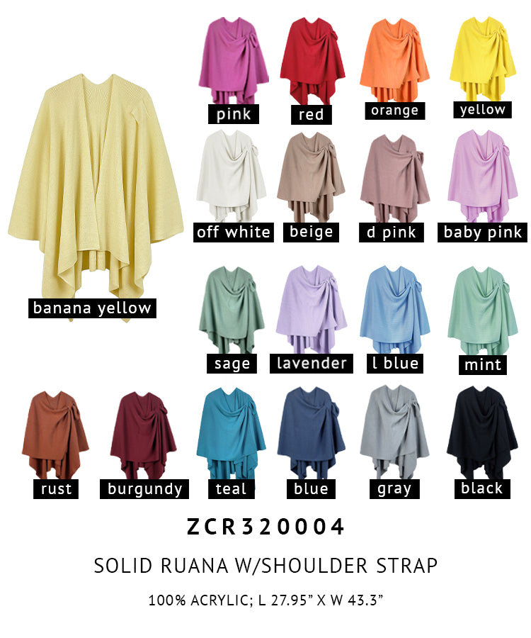 Solid Ruana With Shoulder Strap