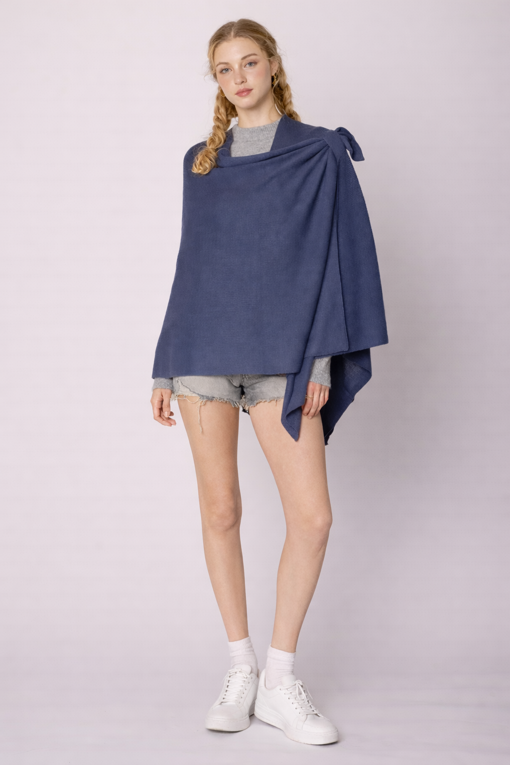 Solid Ruana With Shoulder Strap