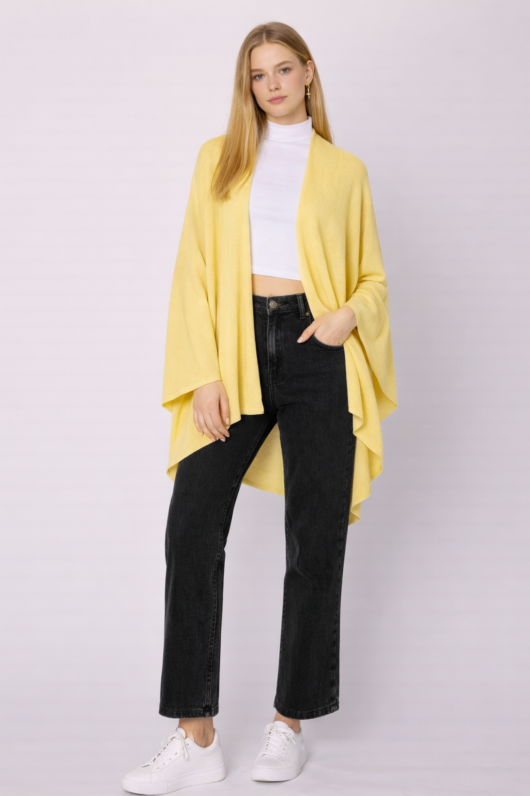 Solid Ruana With Shoulder Strap