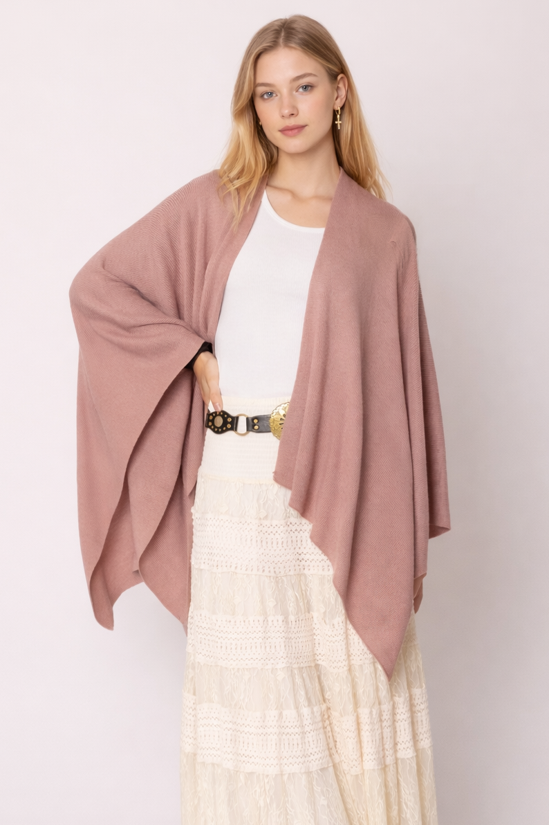 Solid Ruana With Shoulder Strap