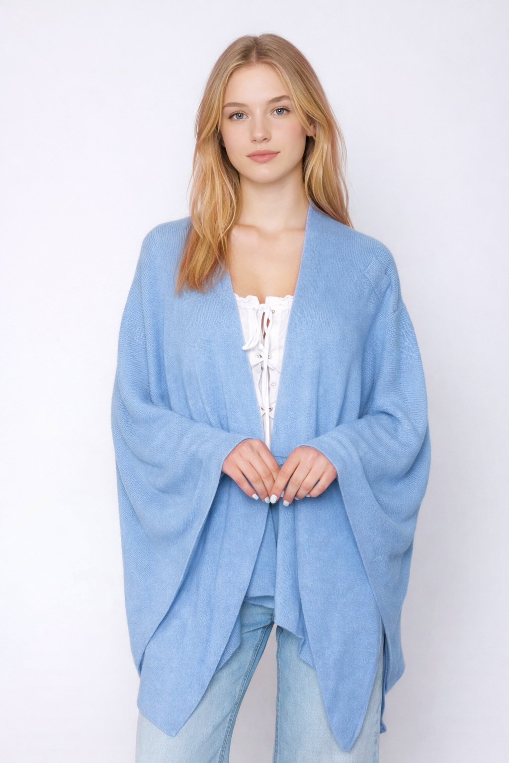 Solid Ruana With Shoulder Strap