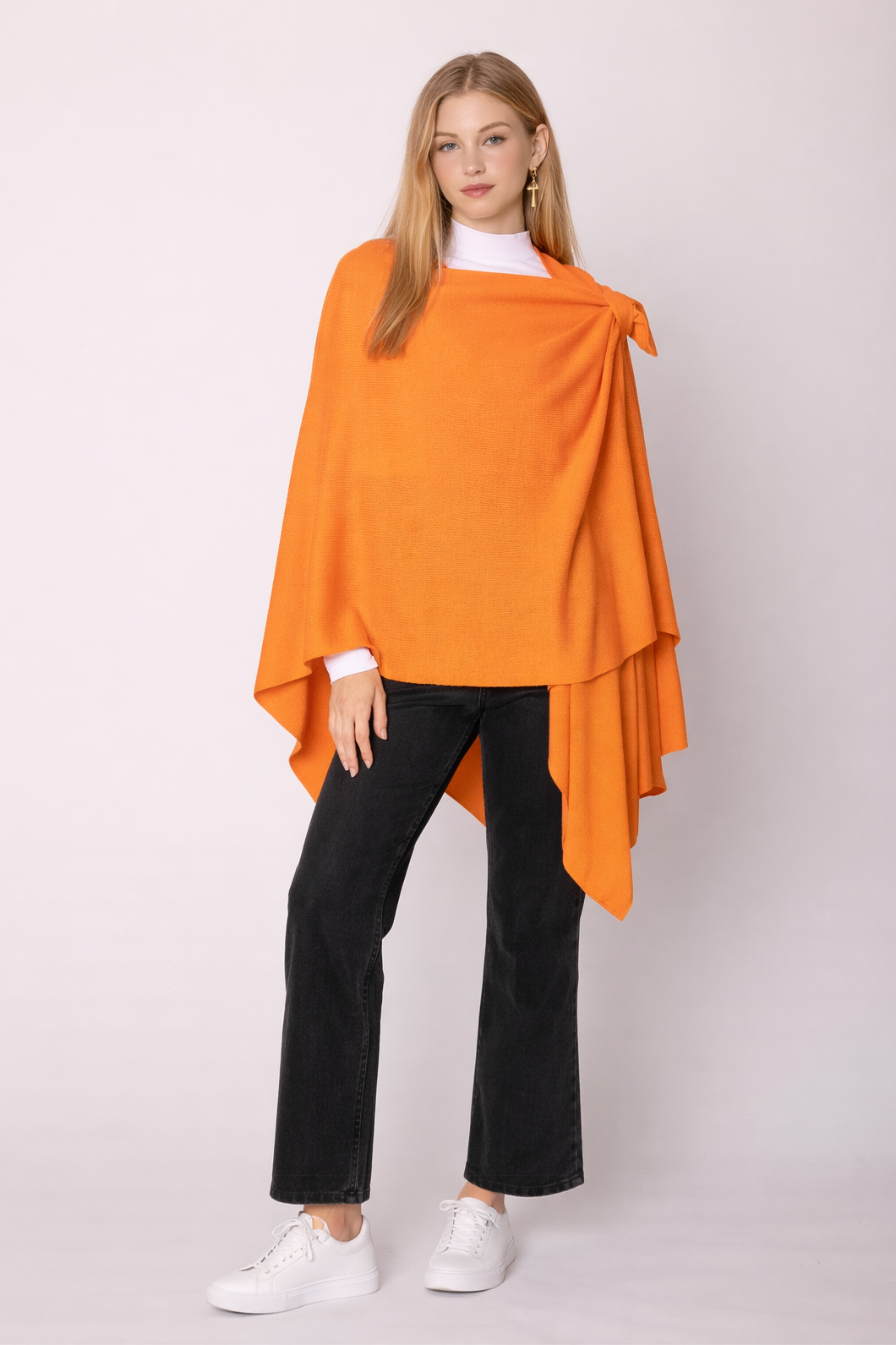 Solid Ruana With Shoulder Strap