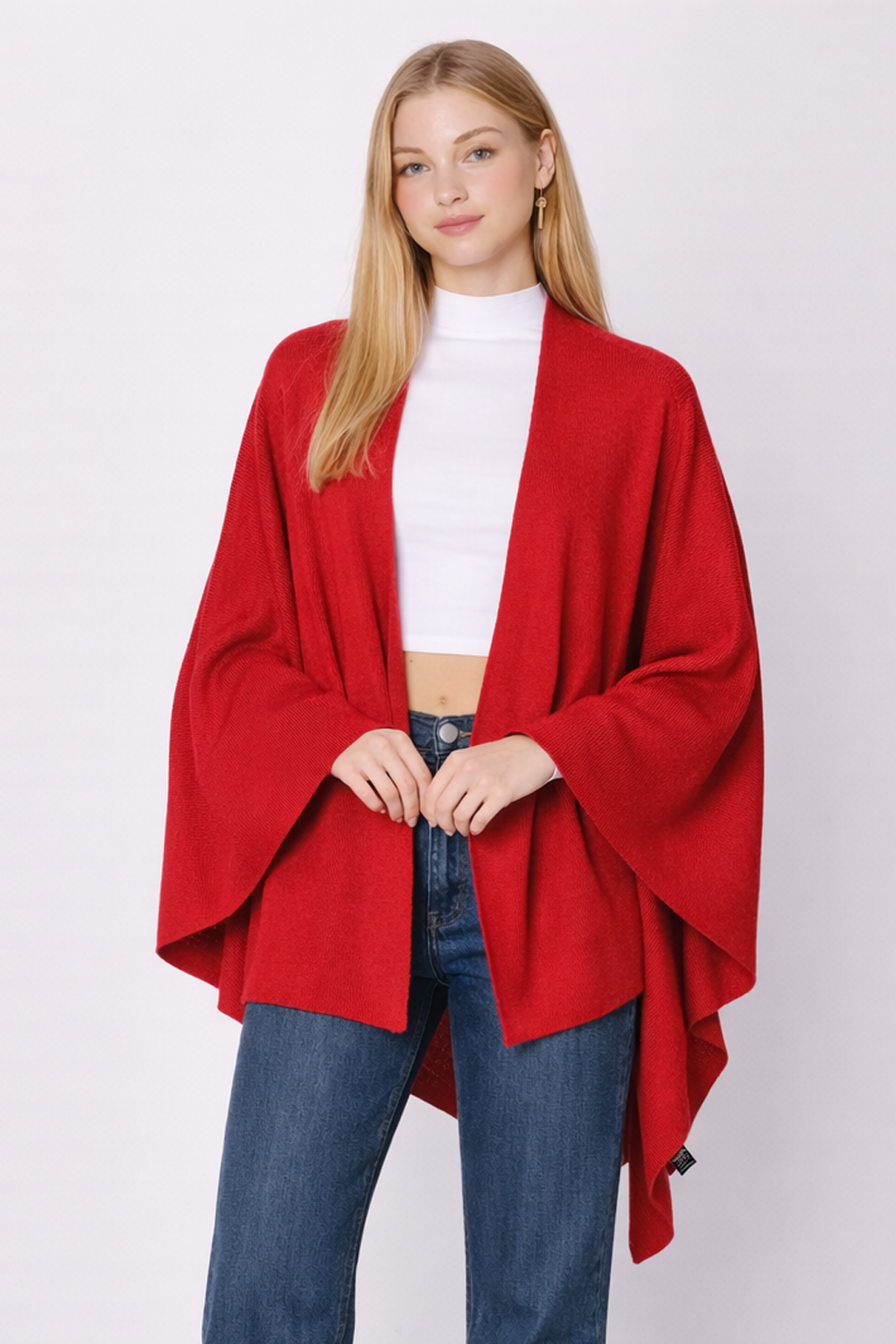 Solid Ruana With Shoulder Strap