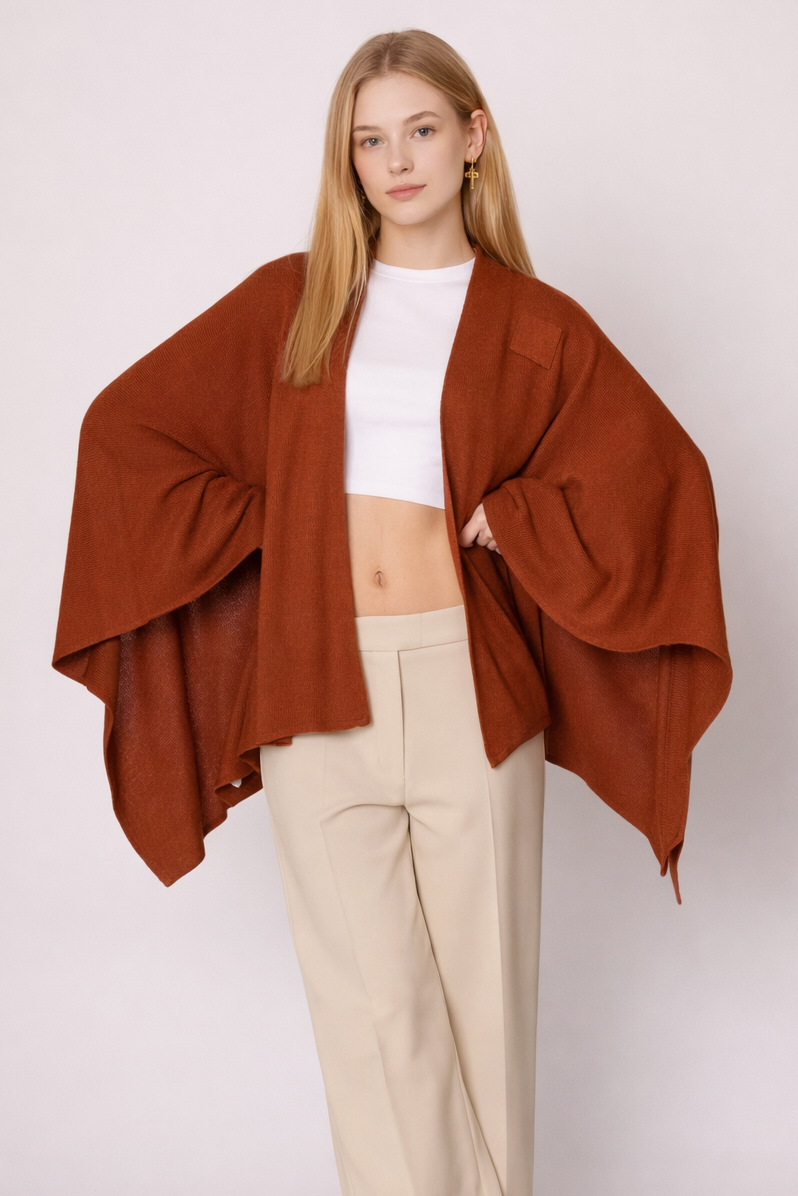 Solid Ruana With Shoulder Strap