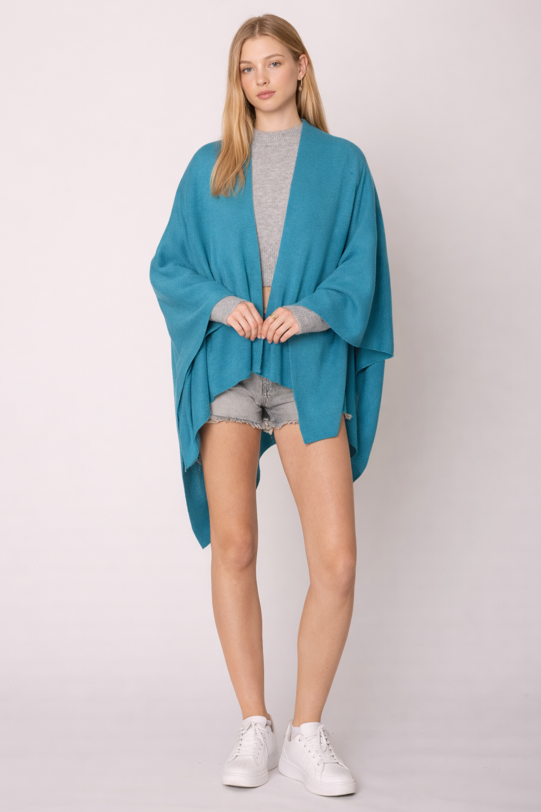 Solid Ruana With Shoulder Strap