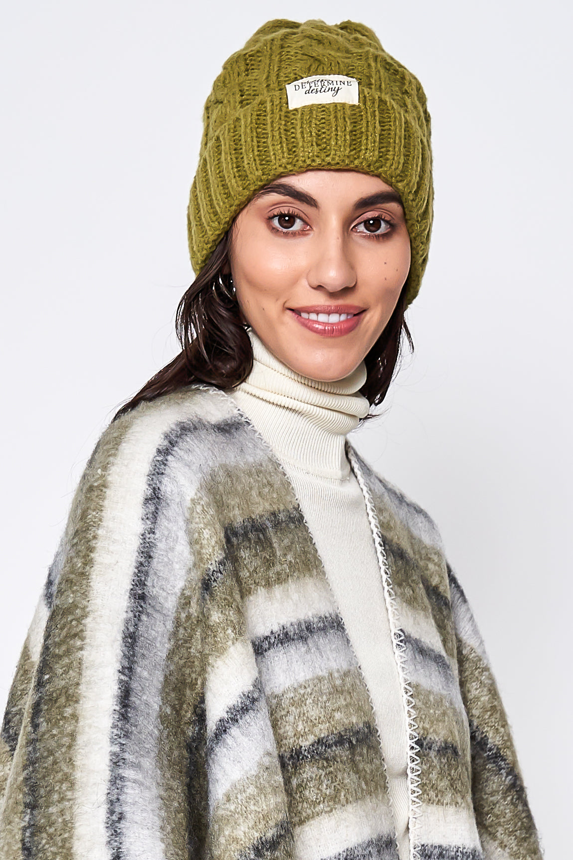 Cable Knit Patch Beanie