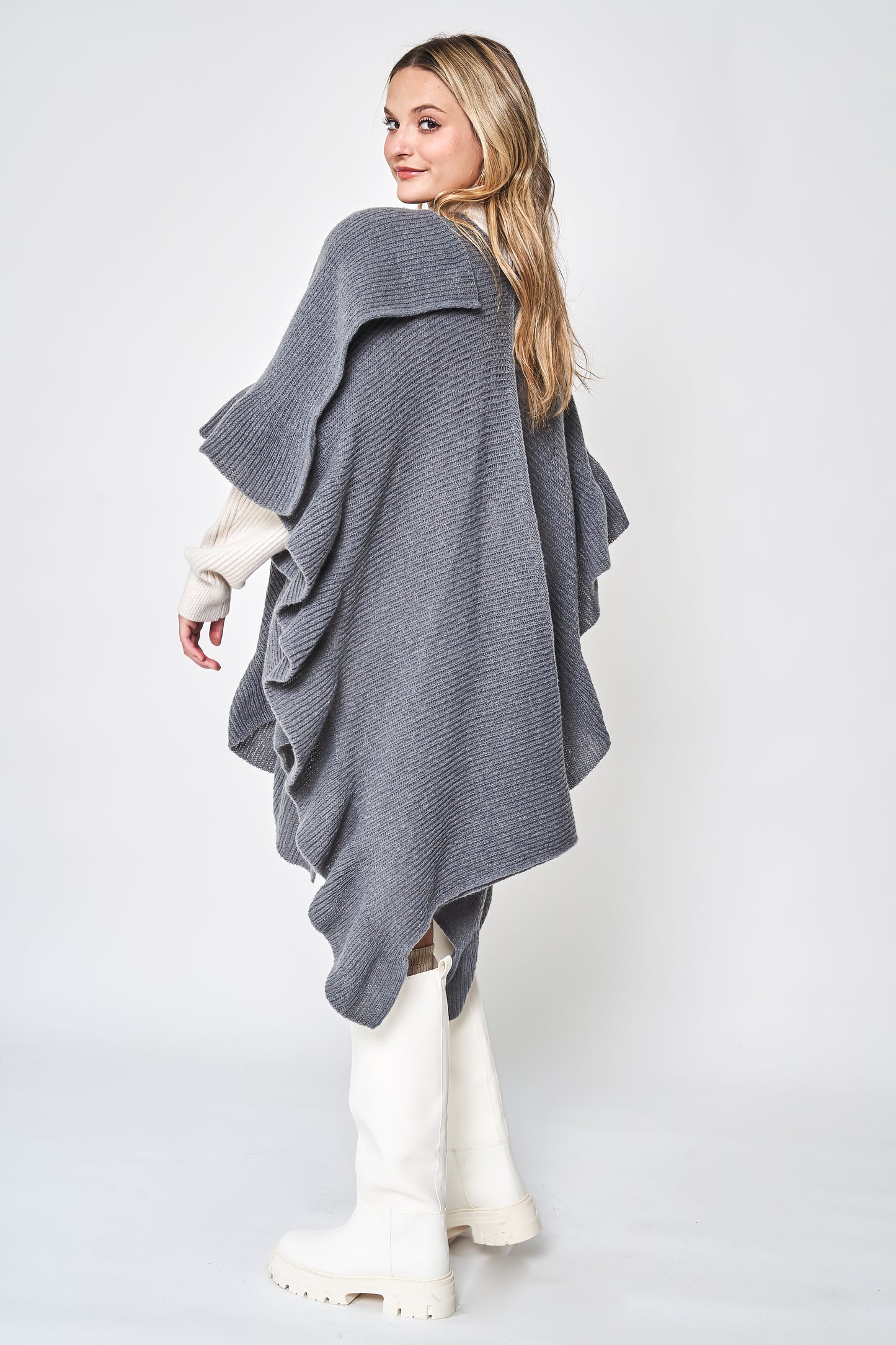 Ruffle Sleeve Knit Kimono