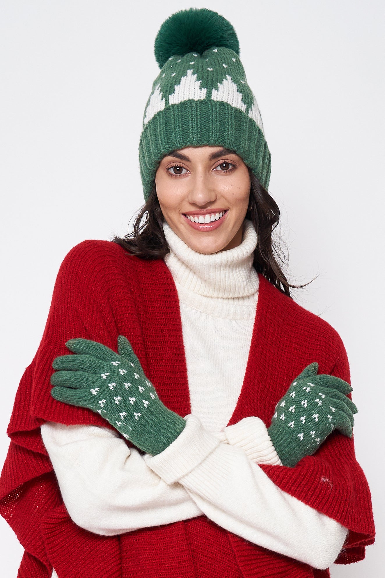 Snowing Mountain Holiday Gloves