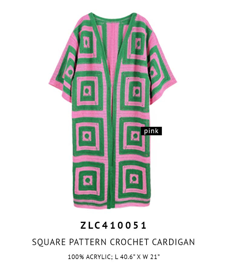 Square Pattern Crochet Cardigan