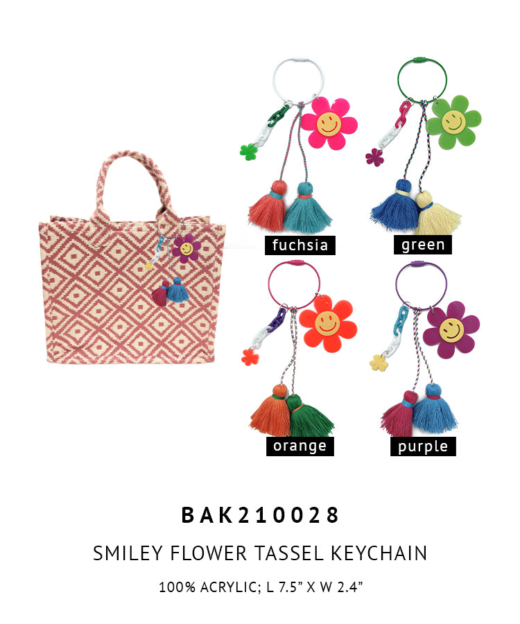 Smiley Flower Tassel Keychain