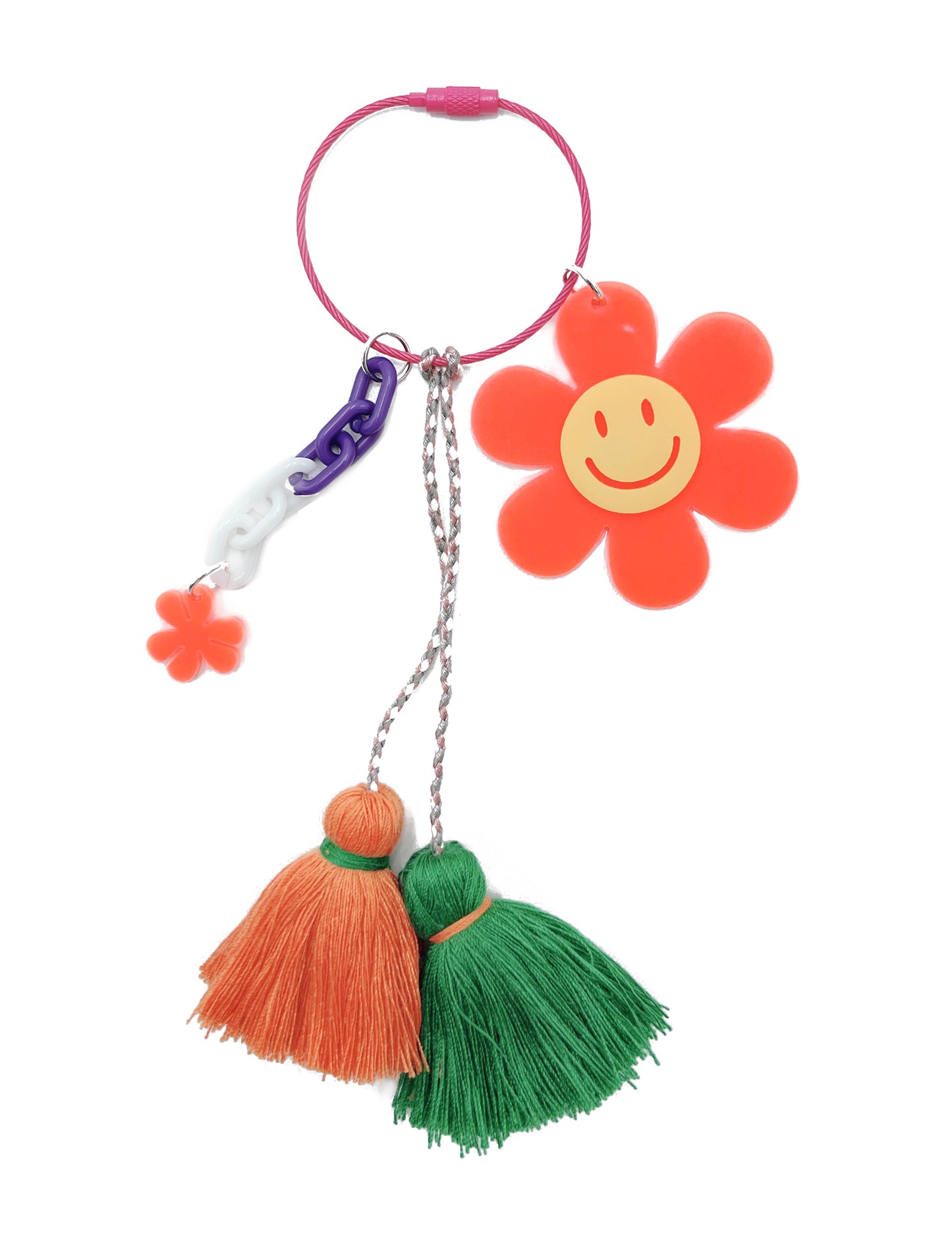 Smiley Flower Tassel Keychain