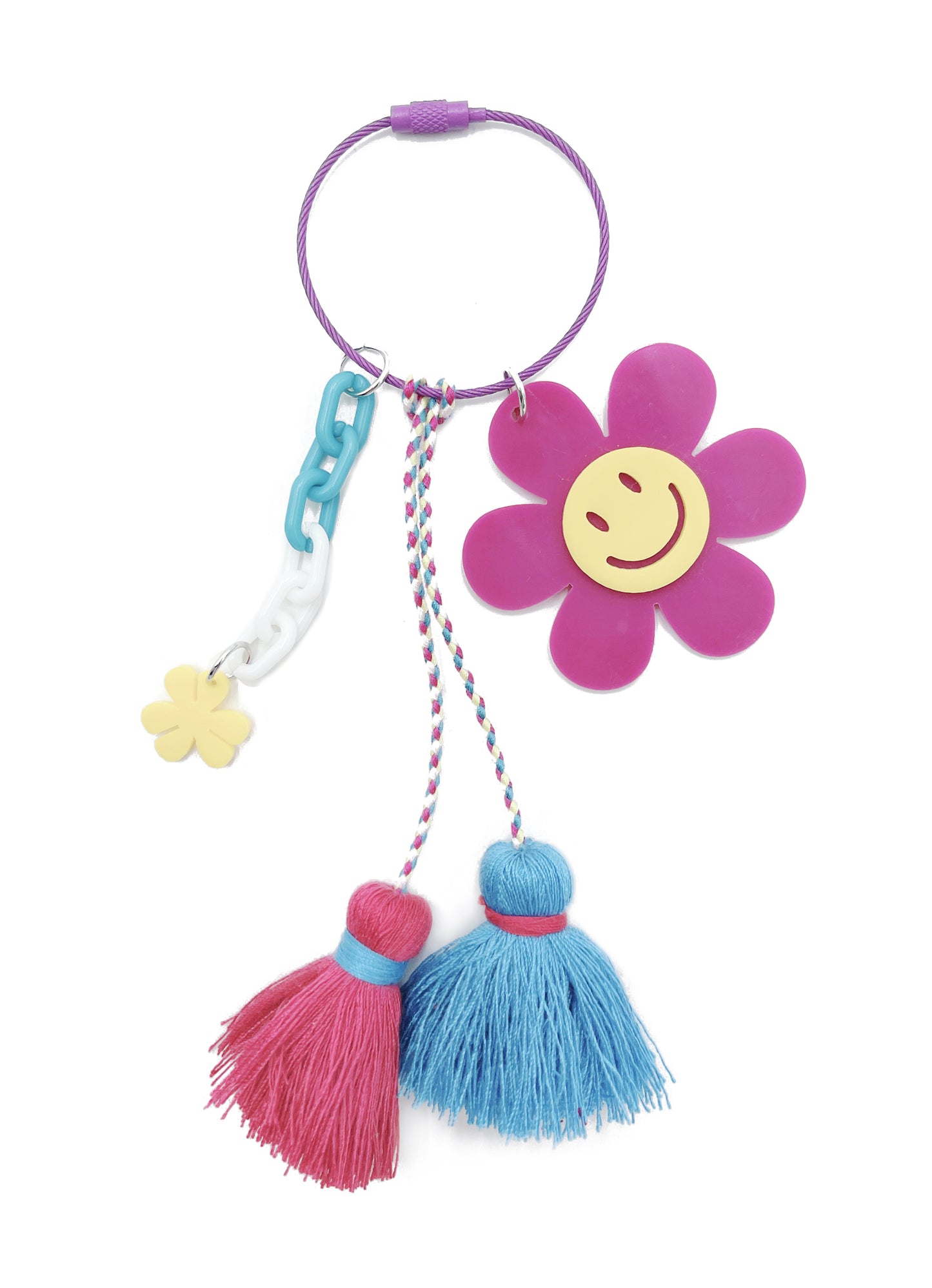 Smiley Flower Tassel Keychain