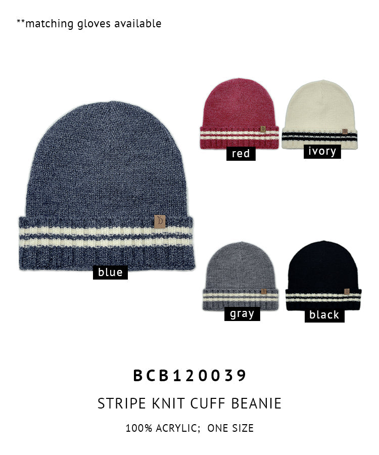 Stripe Knit Cuff Beanie