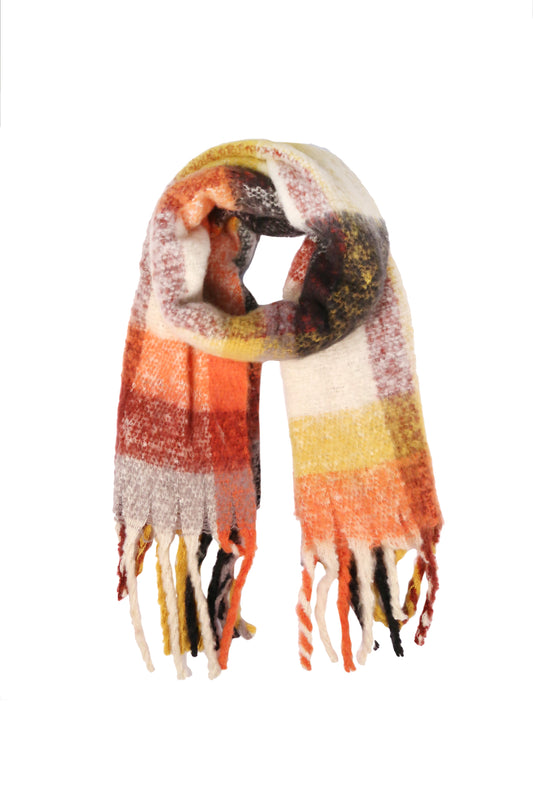 Plaid Cozy Scarf With Fringe