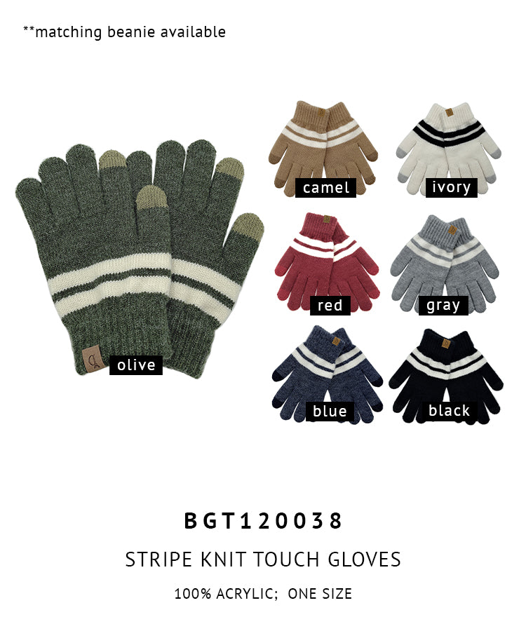 Stripe Knit Touch Gloves