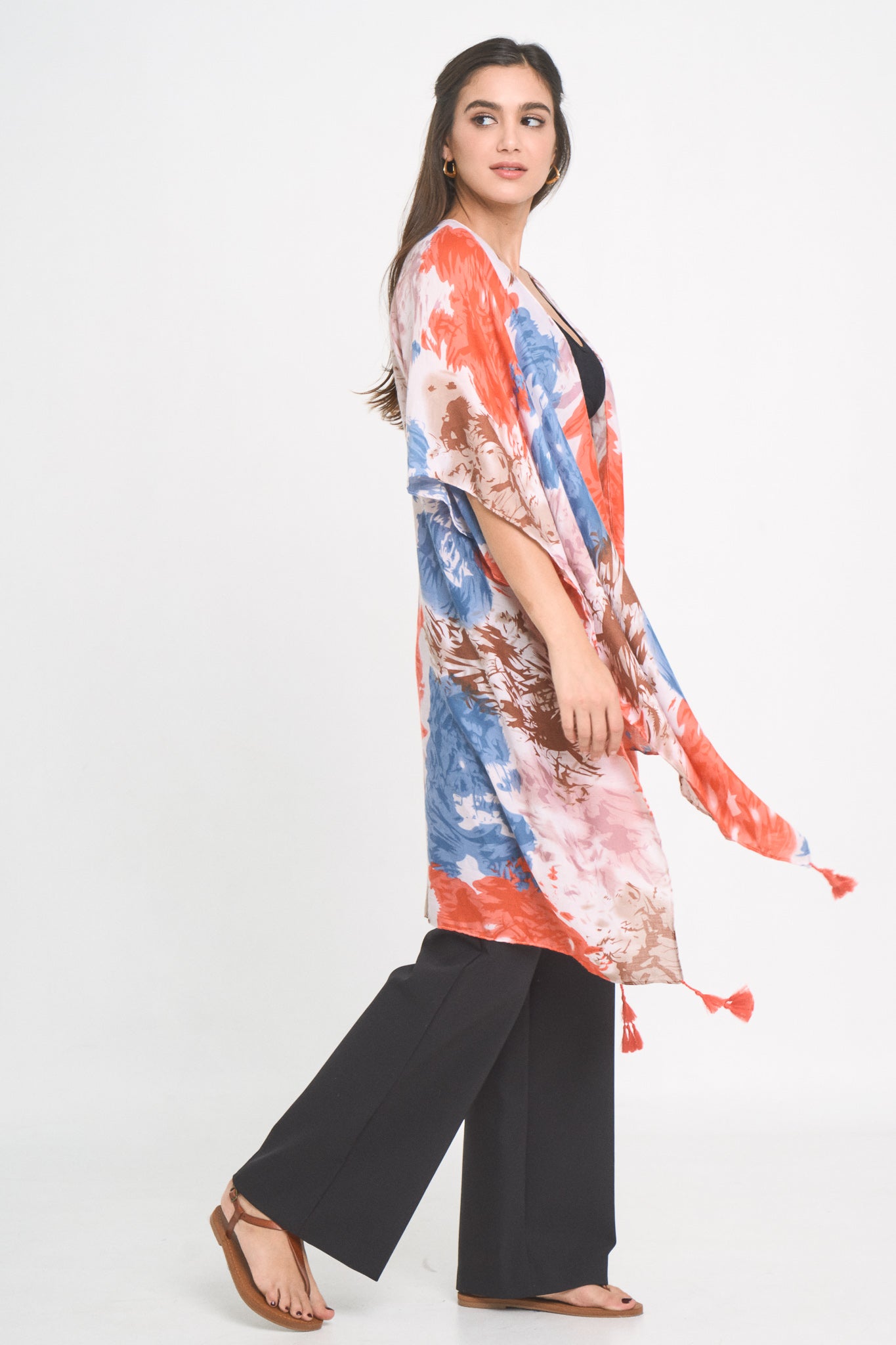 Watercolor Floral Print Kimono