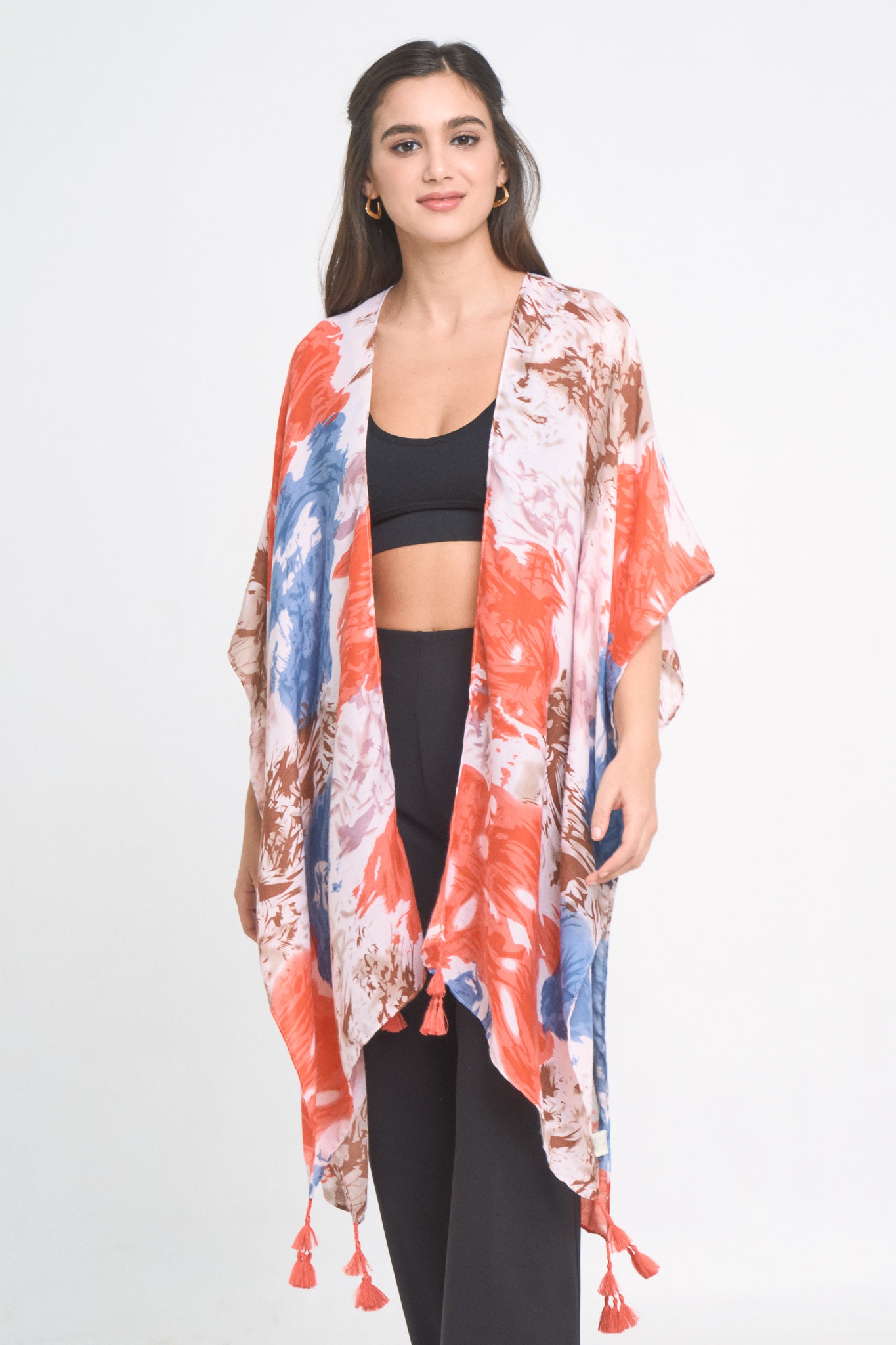 Watercolor Floral Print Kimono