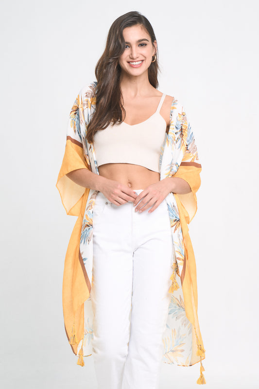 Palm Leaf Print Kimono