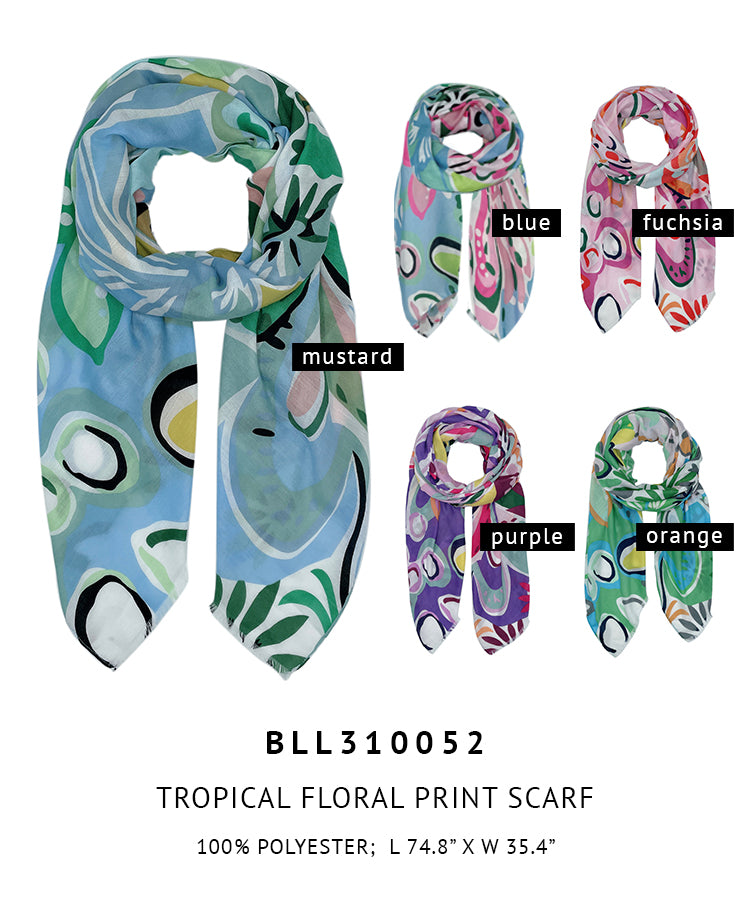 Tropical Floral Print Scarf