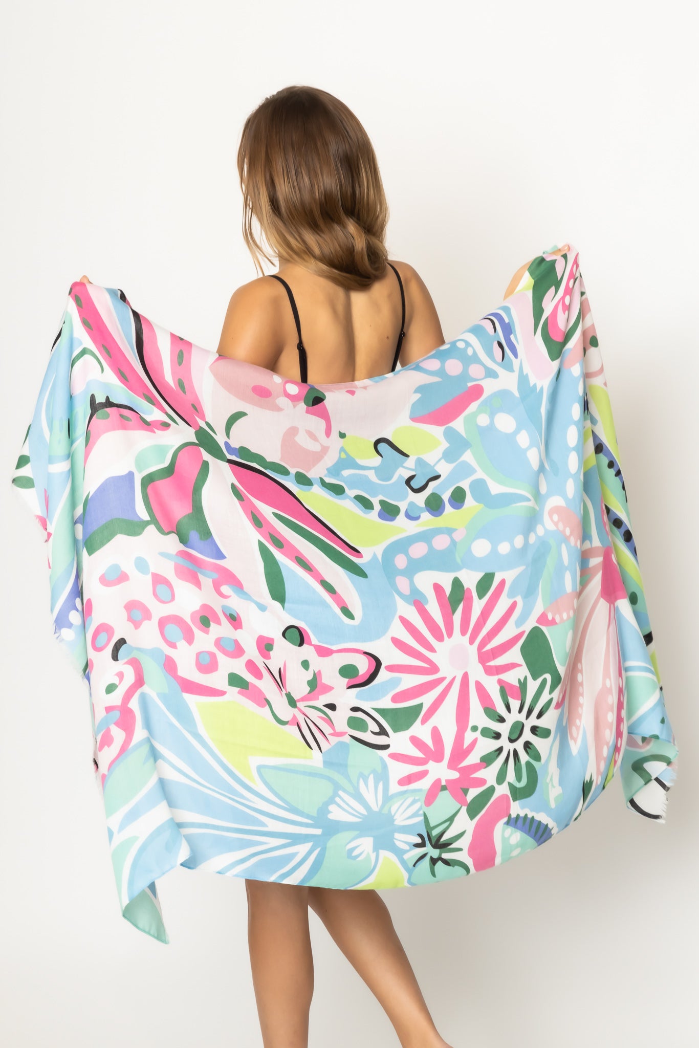 Tropical Floral Print Scarf