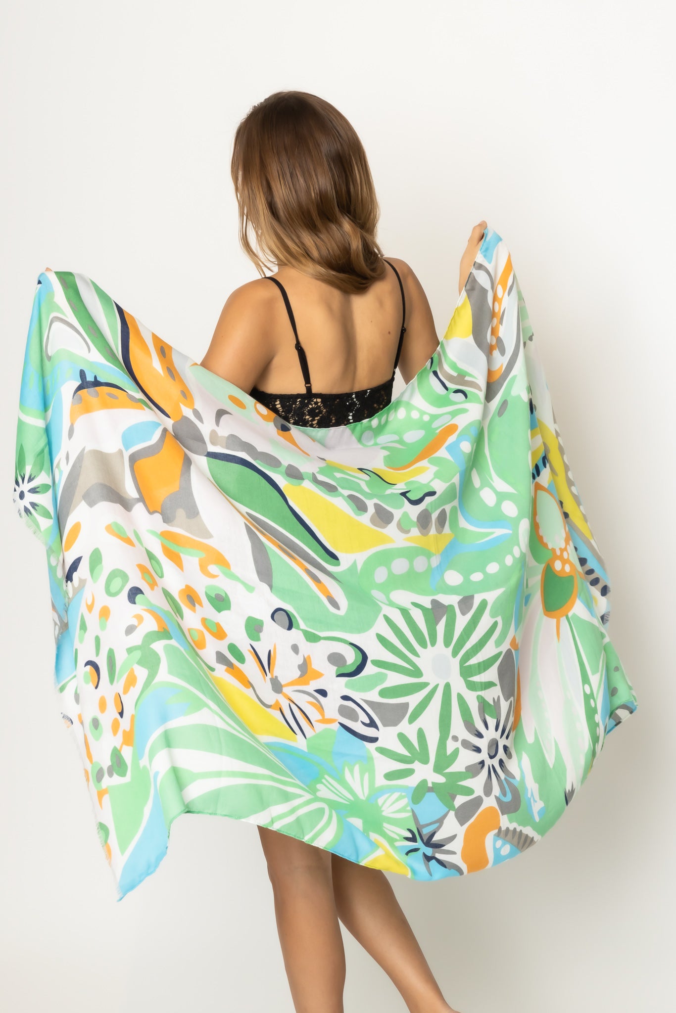 Tropical Floral Print Scarf