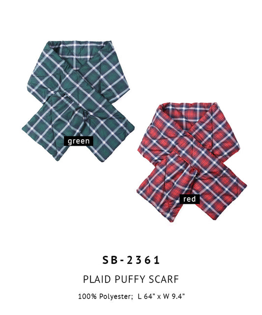 Plaid Puffy Scarf