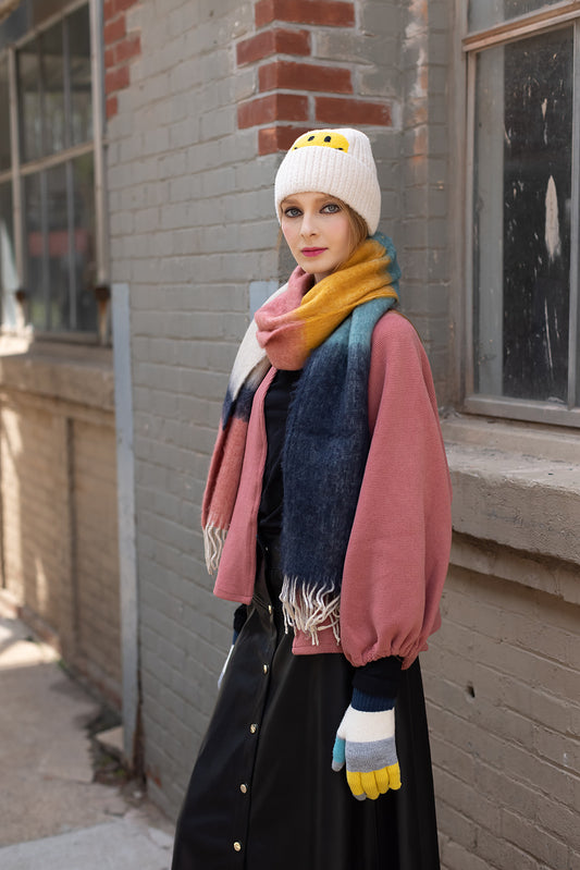 Colorblock Knit Touch Gloves