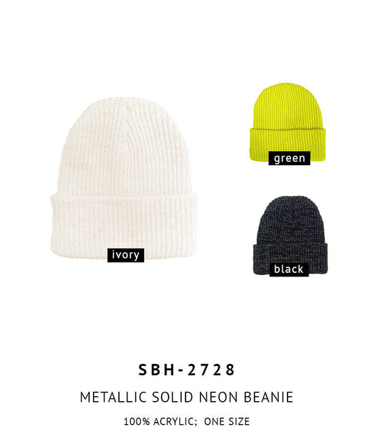 Metallic Solid Neon Beanie