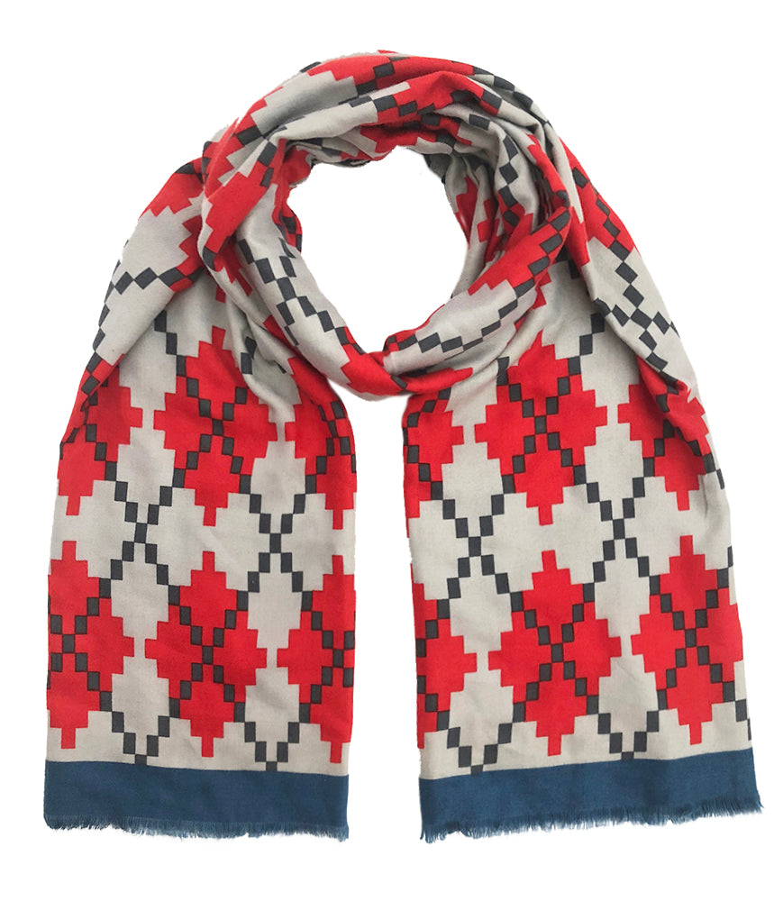 Shop for KW Fashion Big Pixel Argyle Print Scarf at doeverythinginloveny.com wholesale fashion accessories