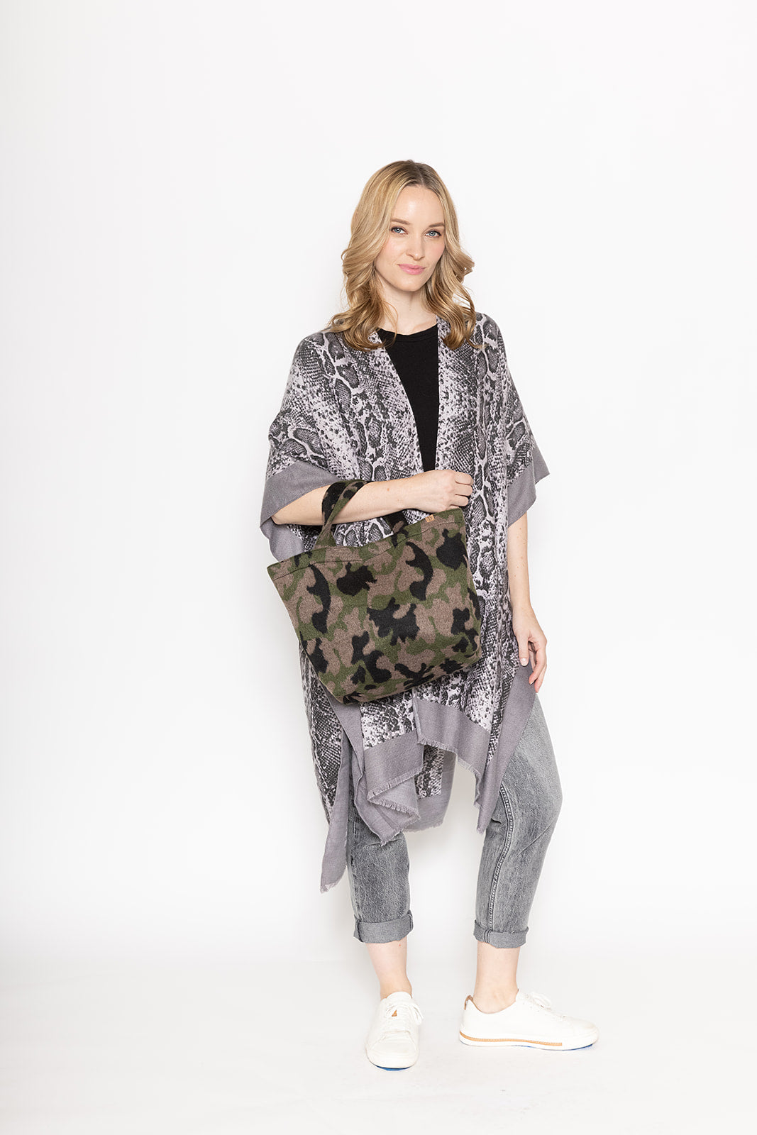 Shop for KW Fashion Bordered Snakeskin Print Kimono at doeverythinginloveny.com wholesale fashion accessories