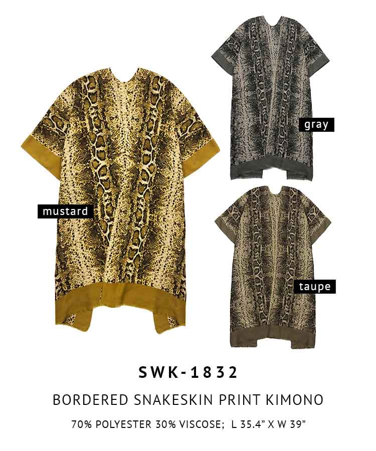 Shop for KW Fashion Bordered Snakeskin Print Kimono at doeverythinginloveny.com wholesale fashion accessories