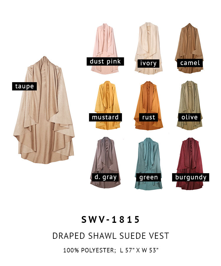 Draped Shawl Suede Vest