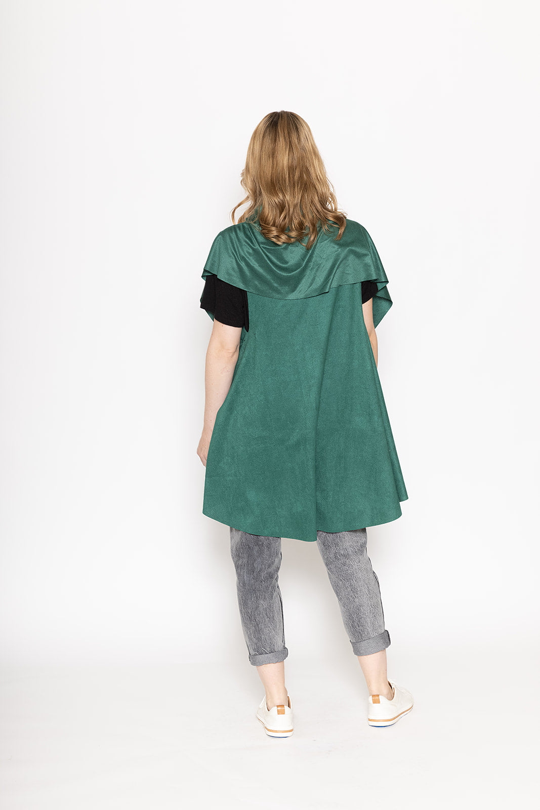 Draped Shawl Suede Vest