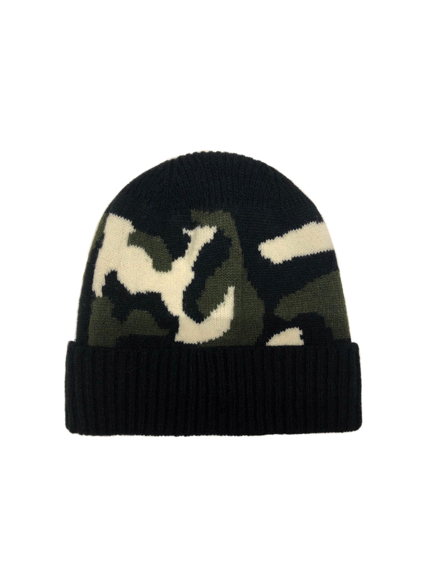 Camo Ribbed Beanie With Cuff