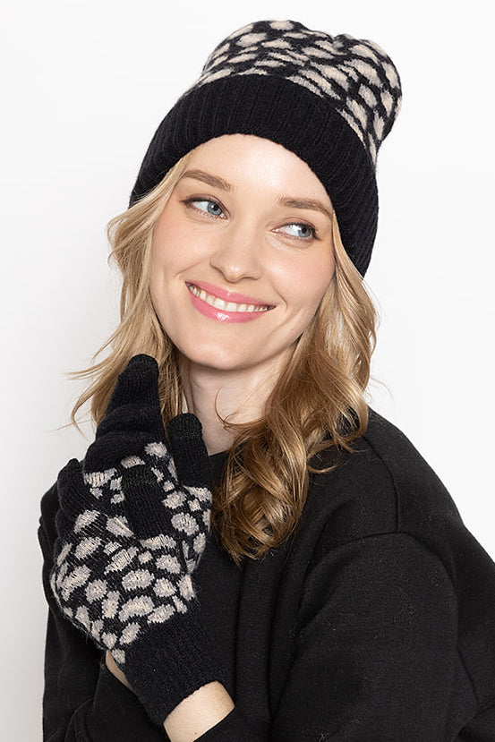 Leopard Ribbed Beanie With Cuff