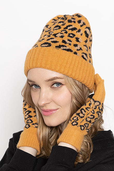 Leopard Ribbed Beanie With Cuff