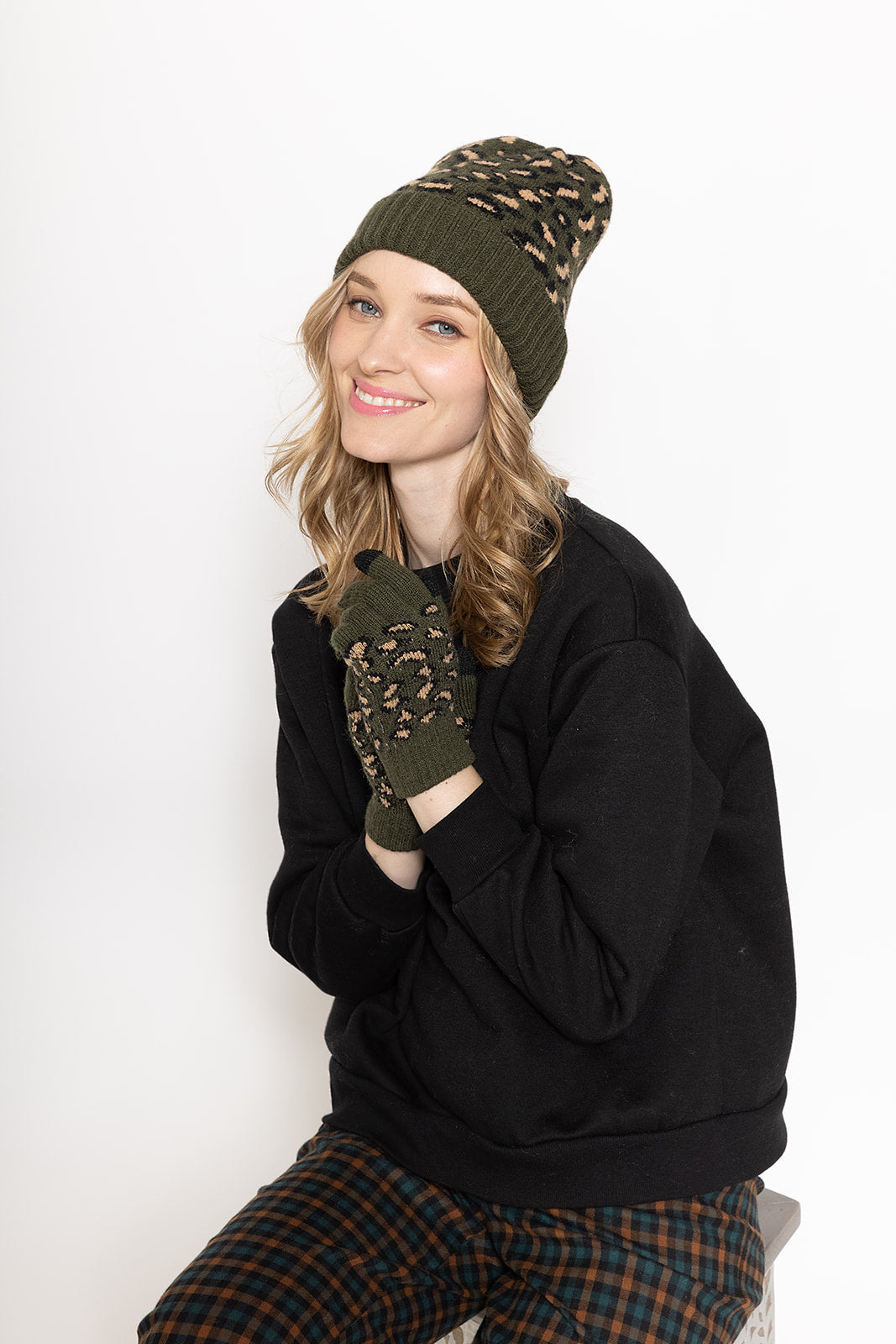 Leopard Ribbed Beanie With Cuff