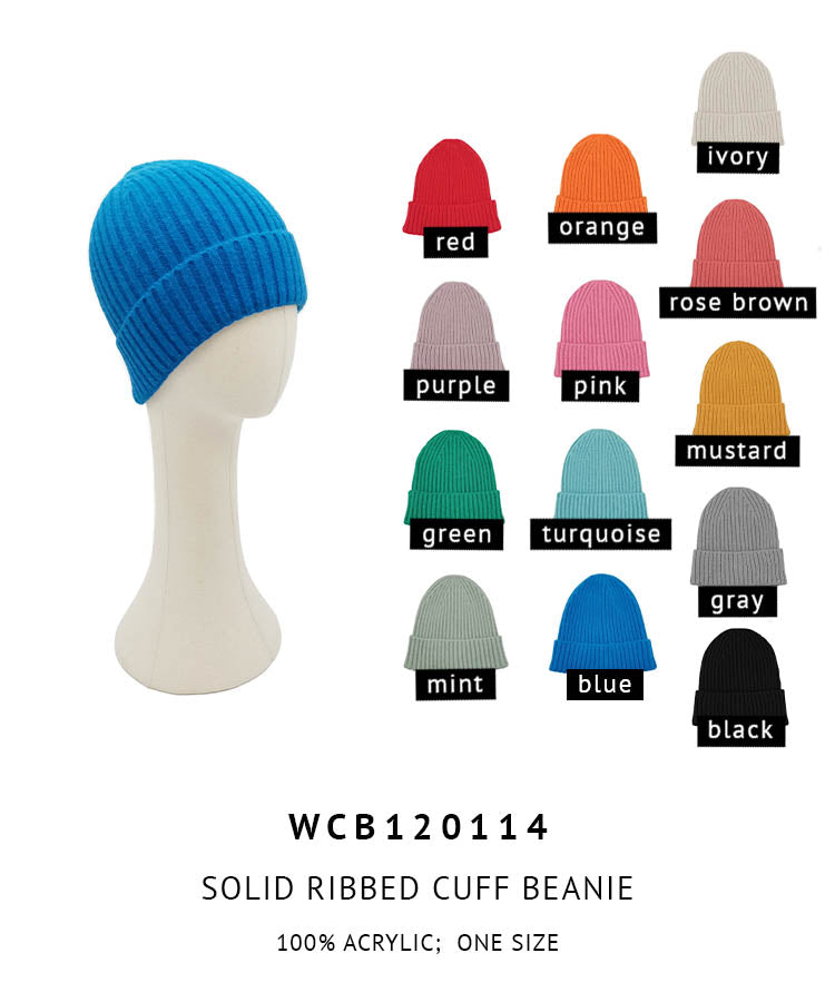 Solid Ribbed Cuff Beanie