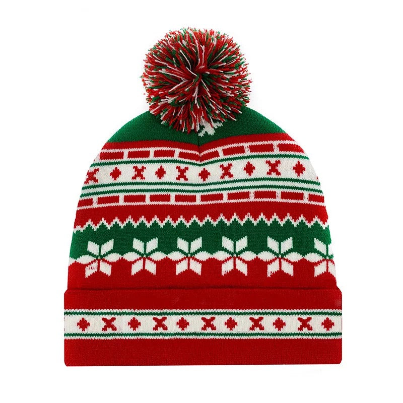 Holiday Beanie With Yarn Pom